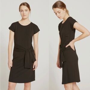 Universal Standard Black Short-Sleeve Tie-Waist Midi Dress
